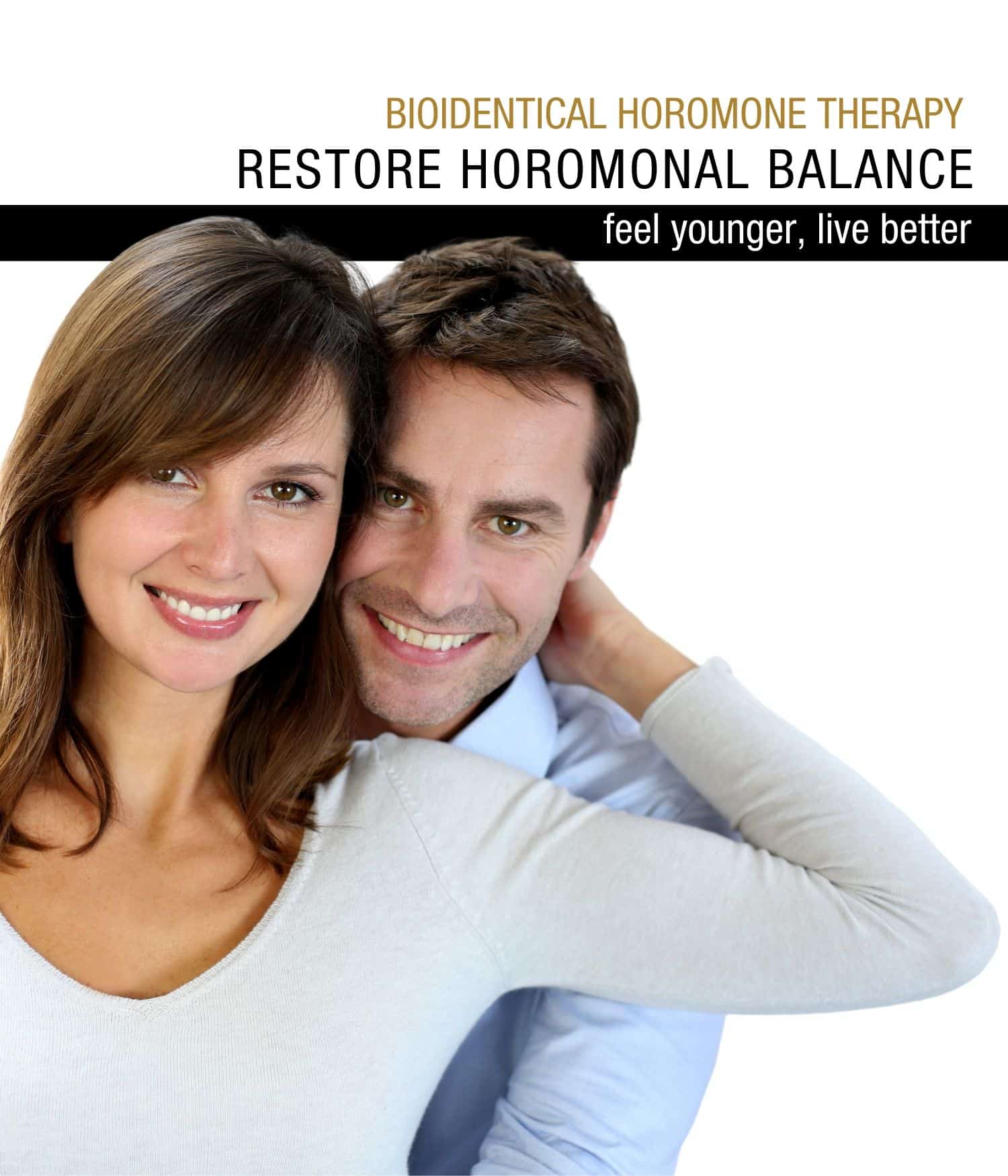 Man and woman smiling and modeling to represent bio-identacal hormone therapy, a service at Better Body MD.