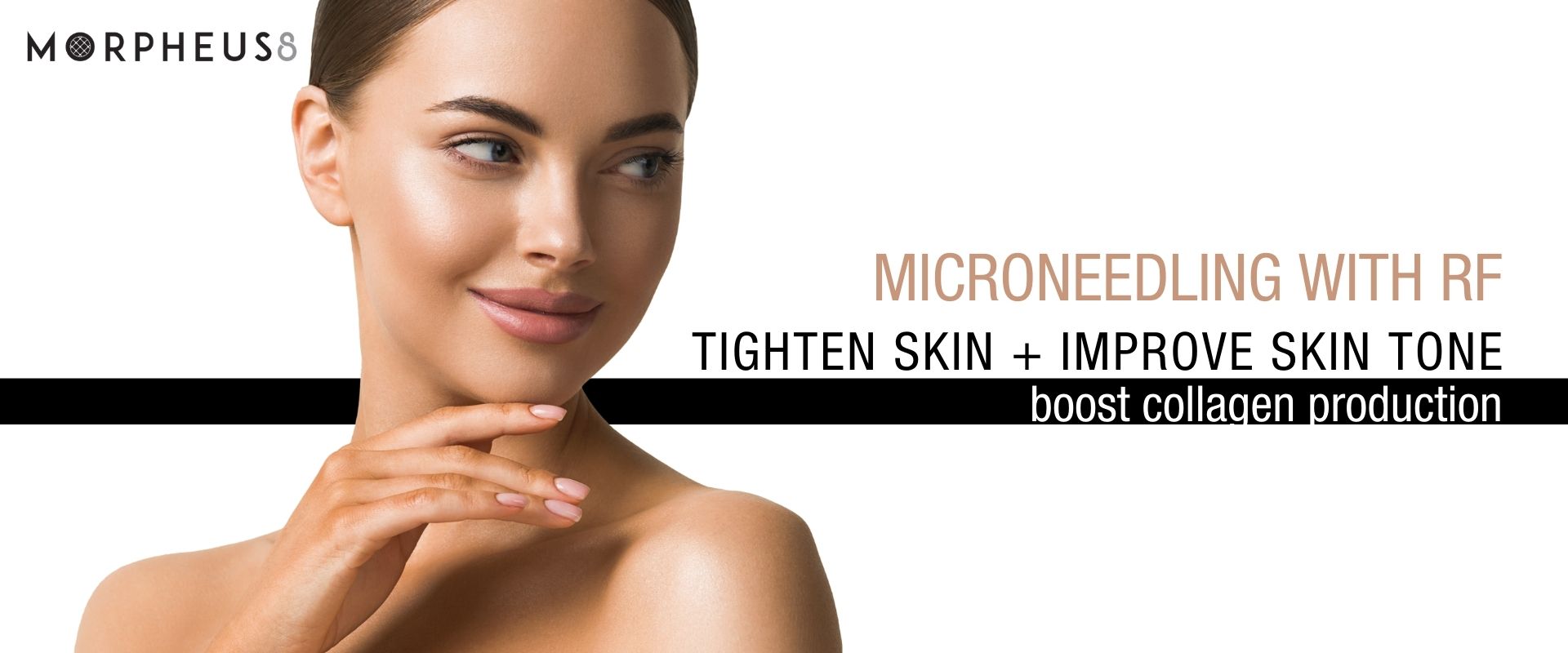 Woman with rejuvenated skin promoting a Morpheus 8 RF Microneedling treatment