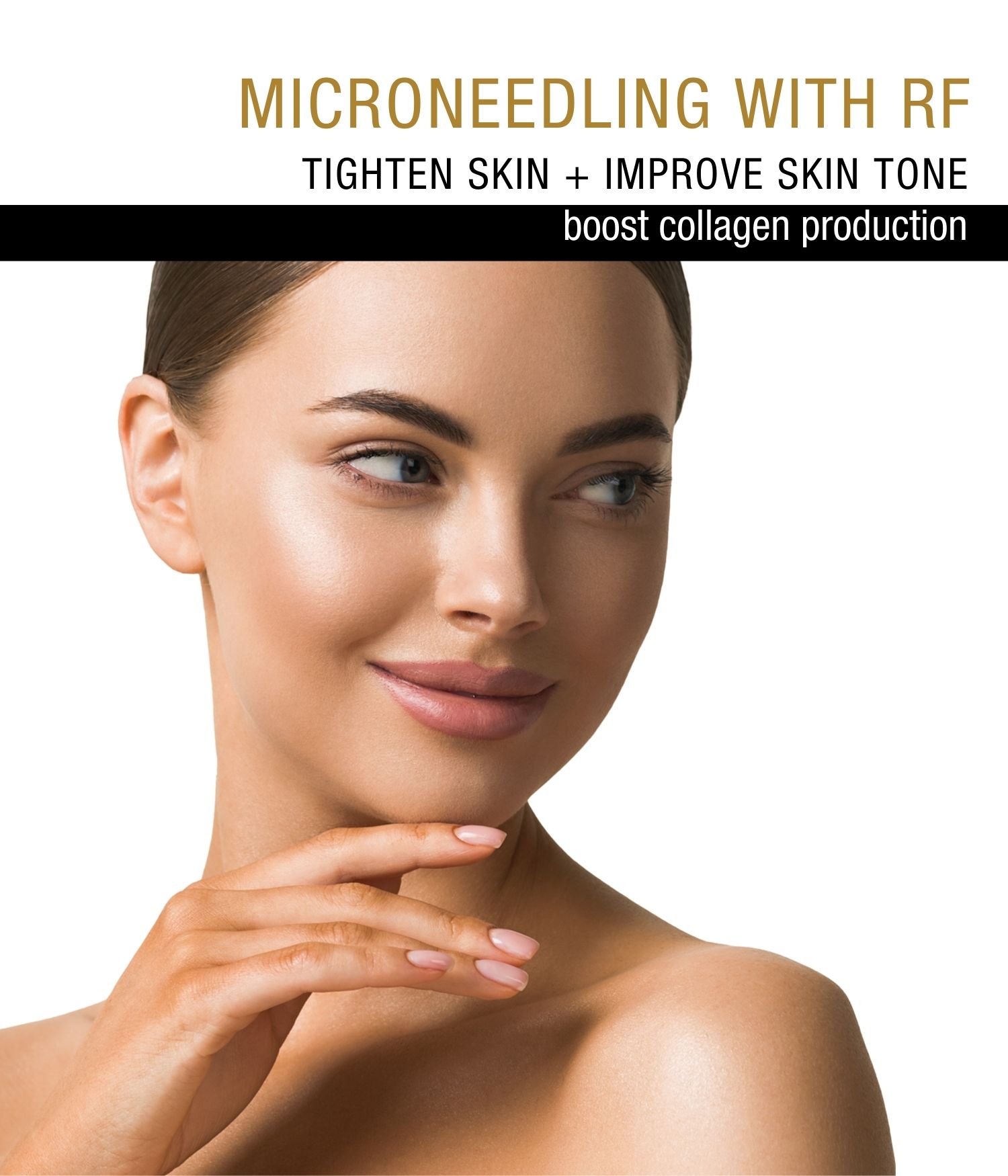 Woman with rejuvenated skin promoting a Morpheus 8 RF Microneedling