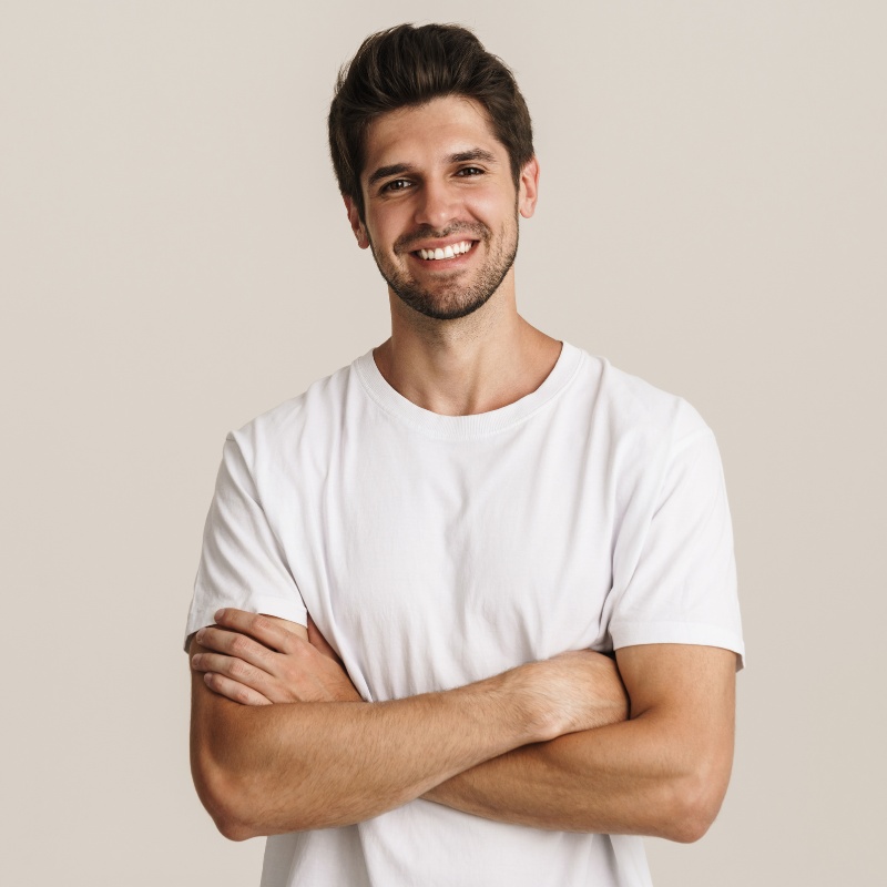 a man looking happy